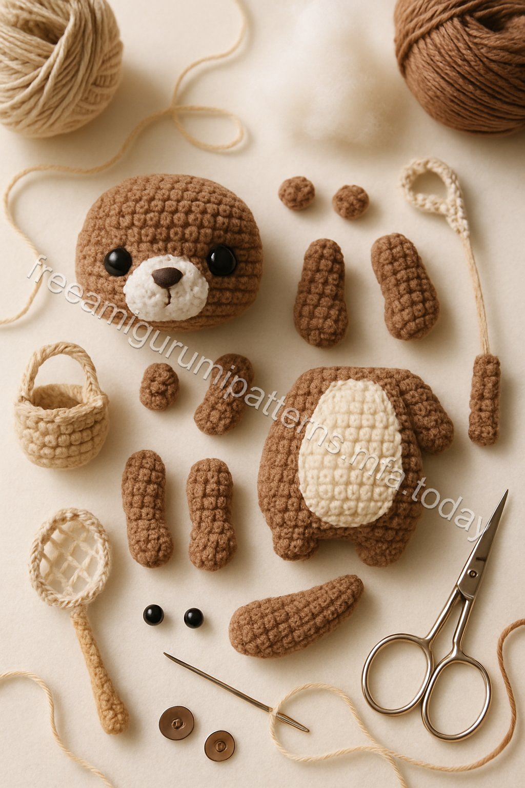 Amigurumi Otter Free Pattern crochet parts
