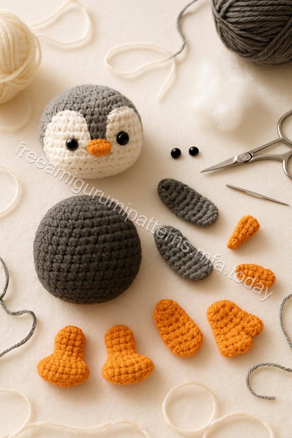 Amigurumi Penguin Free Pattern crochet parts