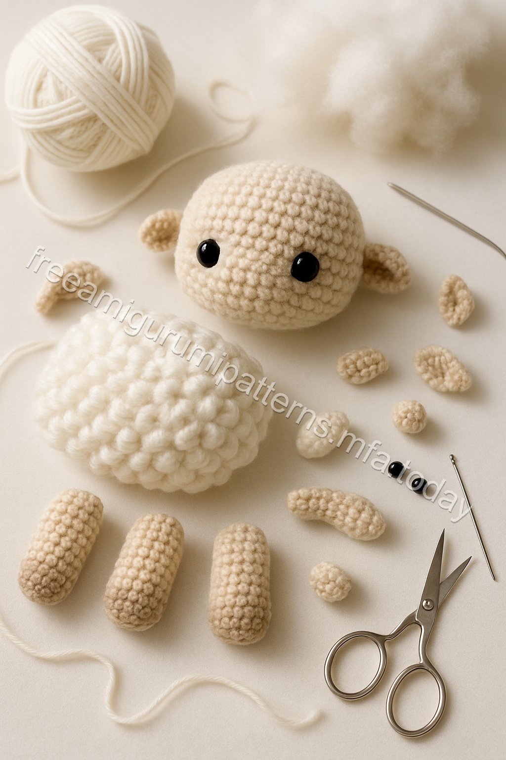 Amigurumi Sheep Free Pattern crochet parts