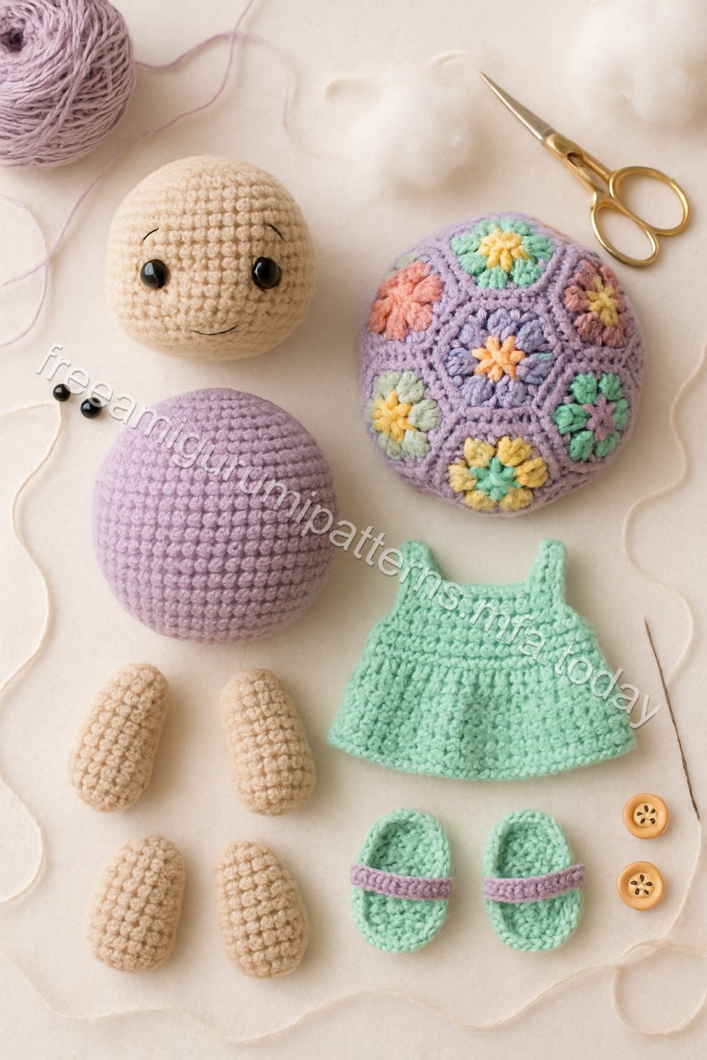 Amigurumi Flower-Power Turtle Free Pattern crochet parts