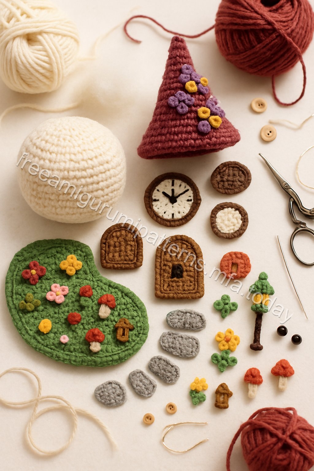 Amigurumi Fairy Cottage Free Pattern crochet parts
