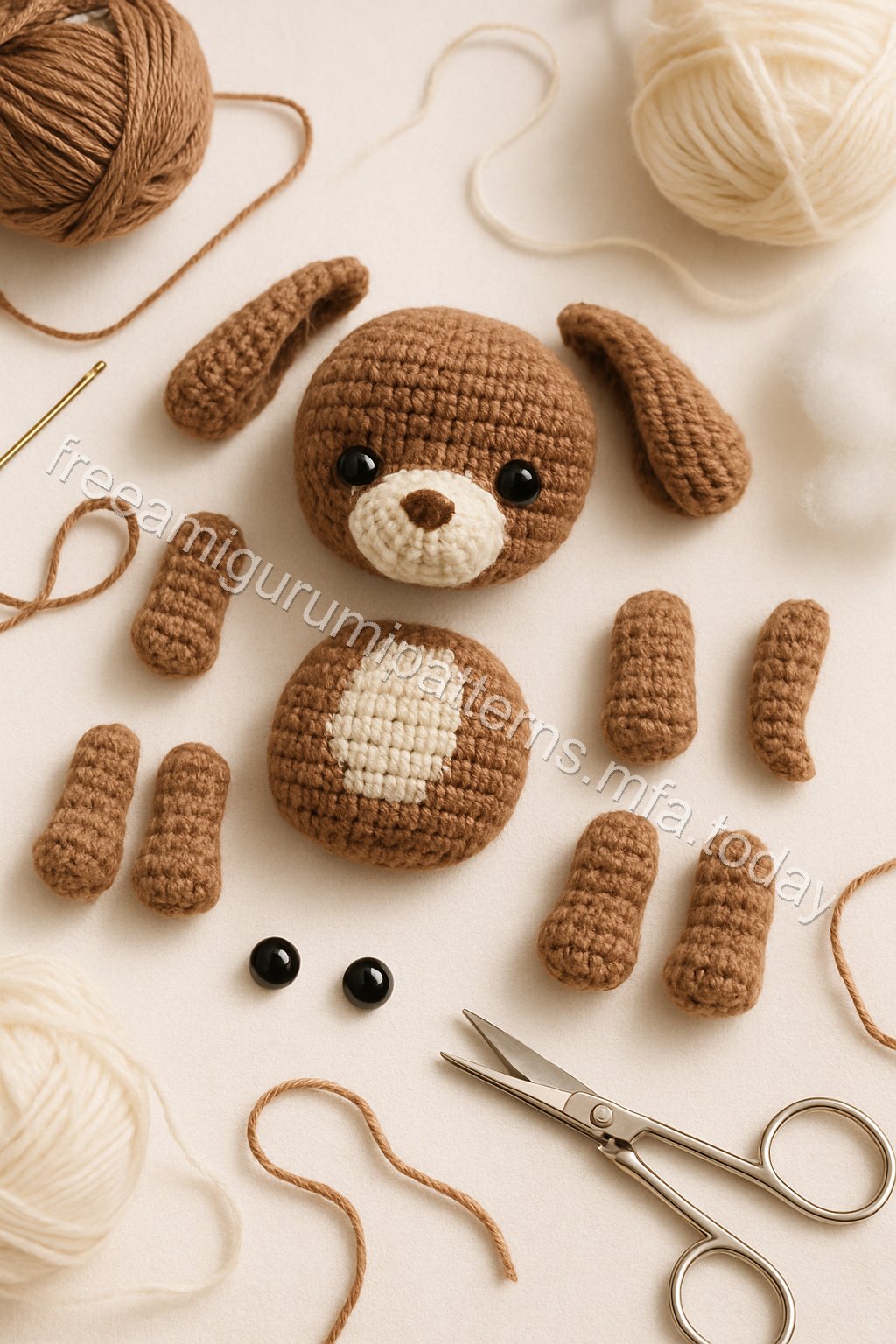 Amigurumi Dog Free Pattern crochet parts