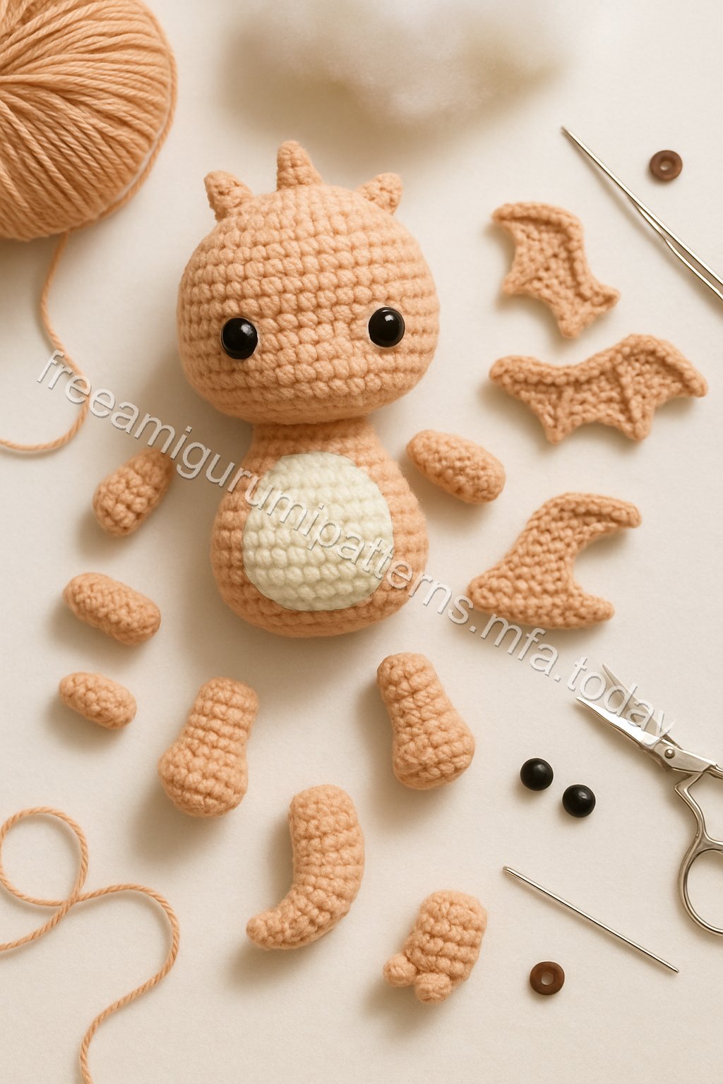 Amigurumi Clementine Hatchling Dragon Free Pattern crochet parts