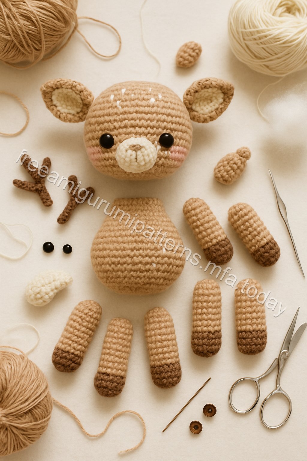 Amigurumi Woodland Fawn Free Pattern crochet parts