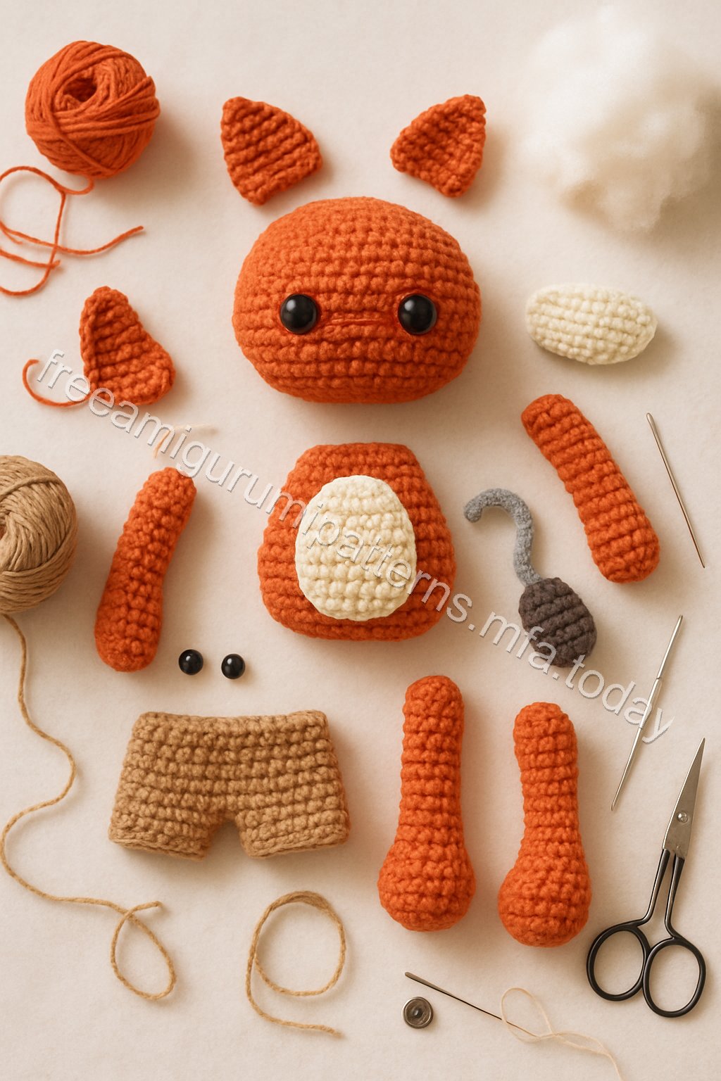 Amigurumi Fox Free Pattern crochet parts