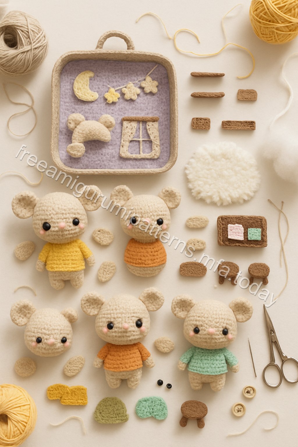 Amigurumi Mouse Homework Nook Free Pattern crochet parts