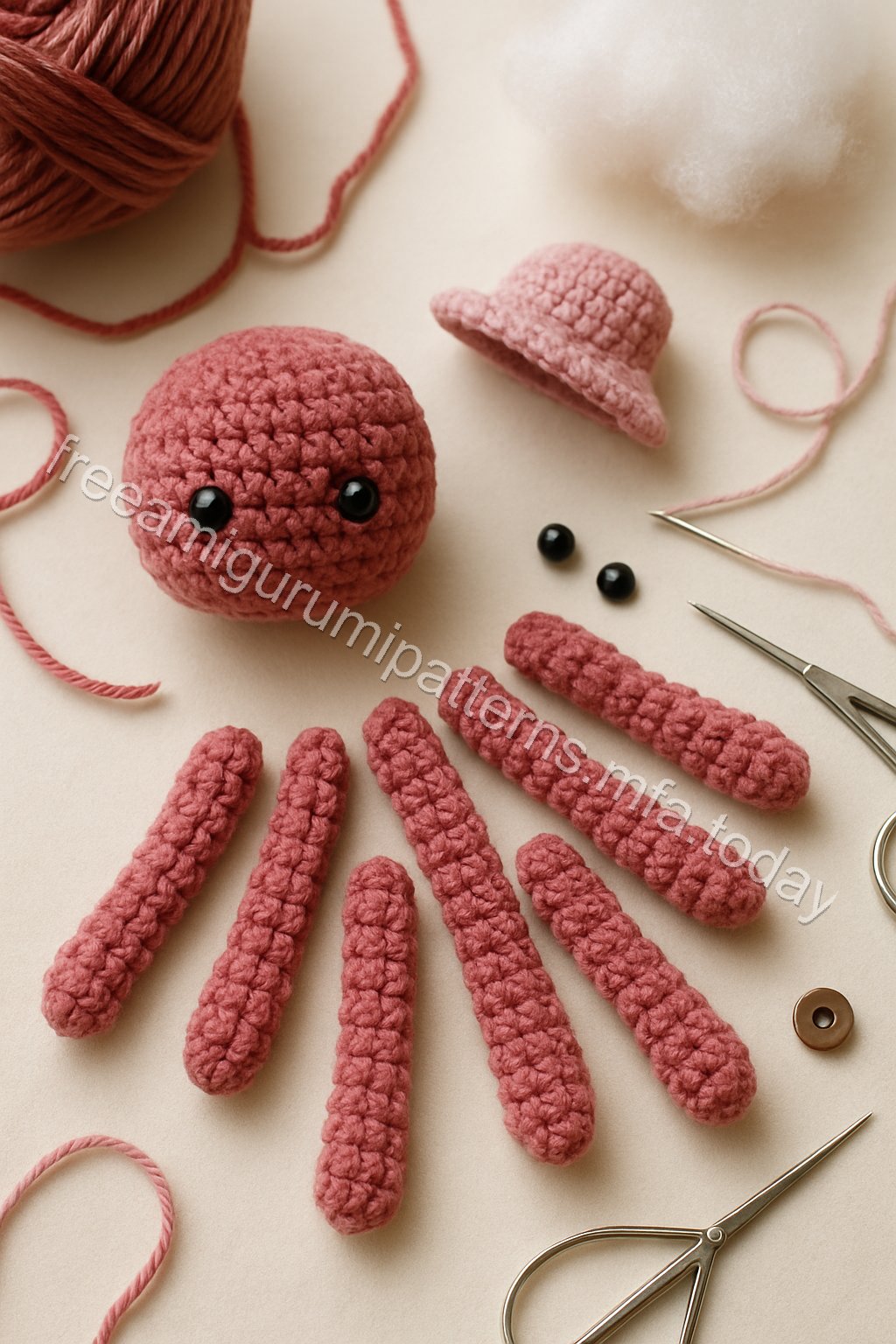 Amigurumi Octopus Free Pattern crochet parts