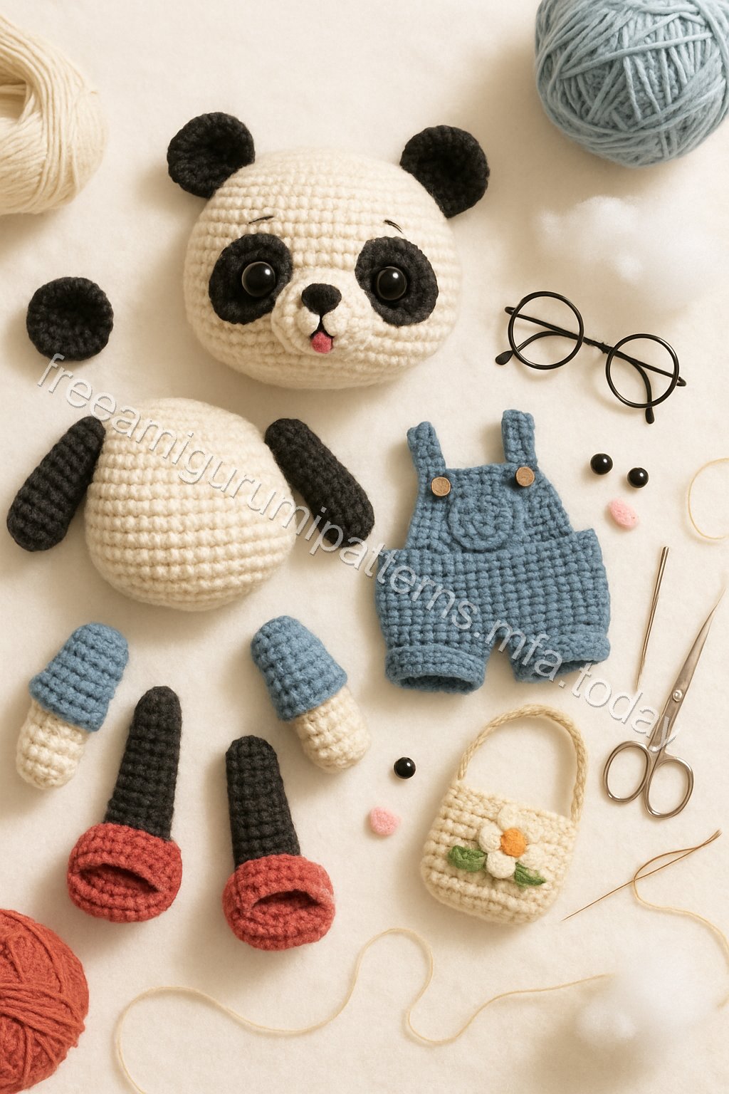 Amigurumi Panda Free Pattern crochet parts