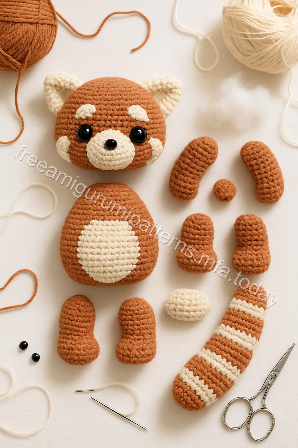 Amigurumi Red Panda Free Pattern crochet parts