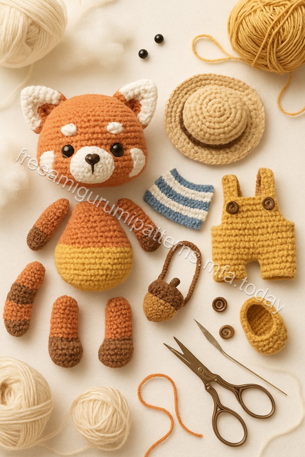 Amigurumi Red Panda Free Pattern crochet parts