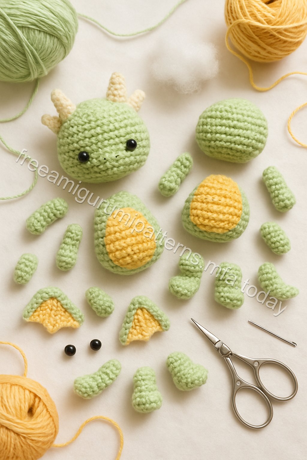 Amigurumi Dragon Free Pattern crochet parts