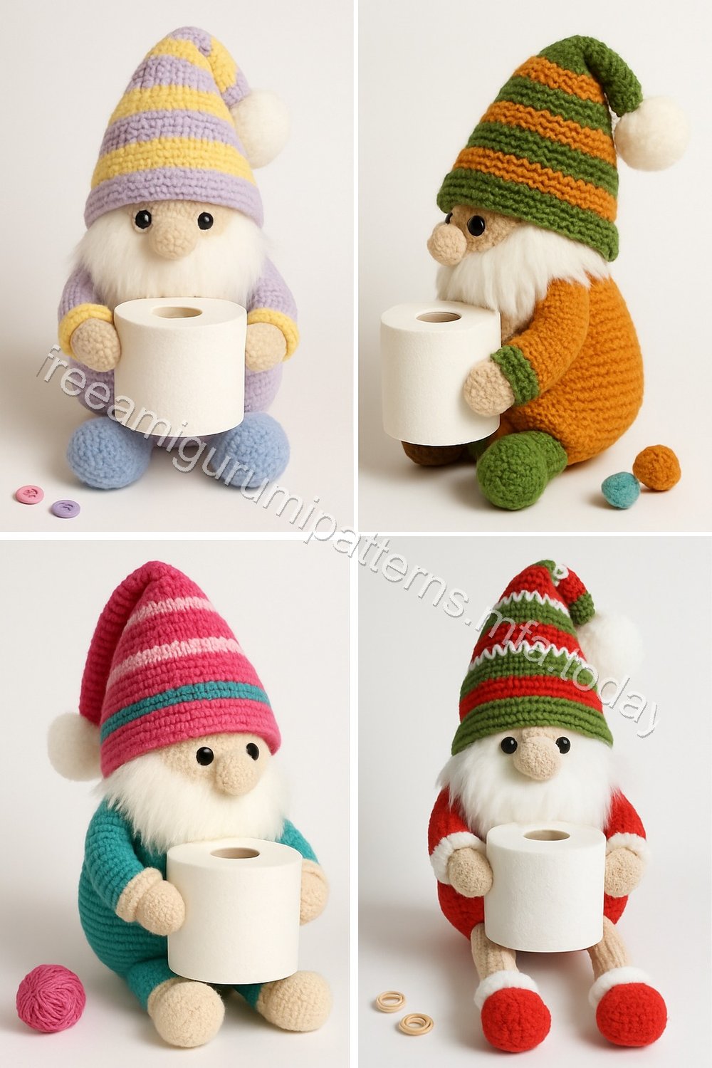 Amigurumi Christmas Toilet Paper Holding Gnome Free Pattern