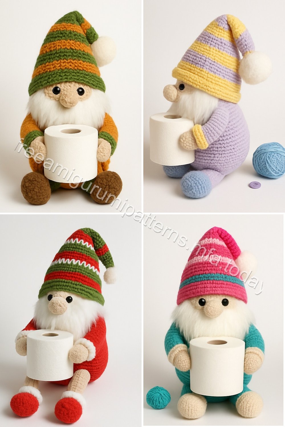 Amigurumi Christmas Toilet Paper Holding Gnome Free Pattern