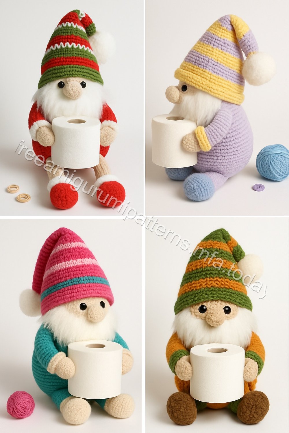 Amigurumi Christmas Toilet Paper Holding Gnome Free Pattern