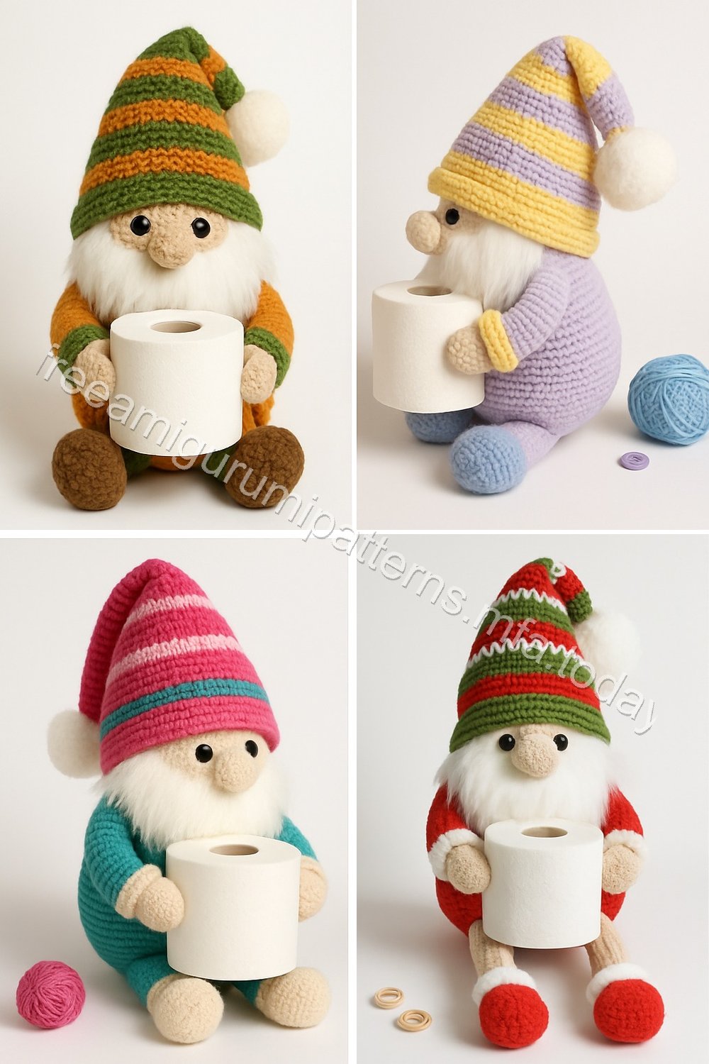 Amigurumi Christmas Toilet Paper Holding Gnome Free Pattern