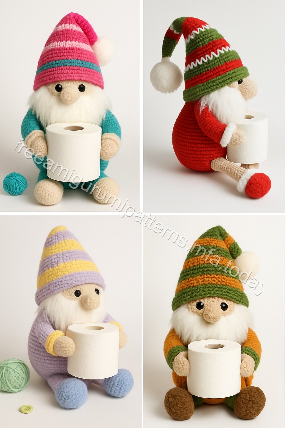 Amigurumi Christmas Toilet Paper Holding Gnome Free Pattern