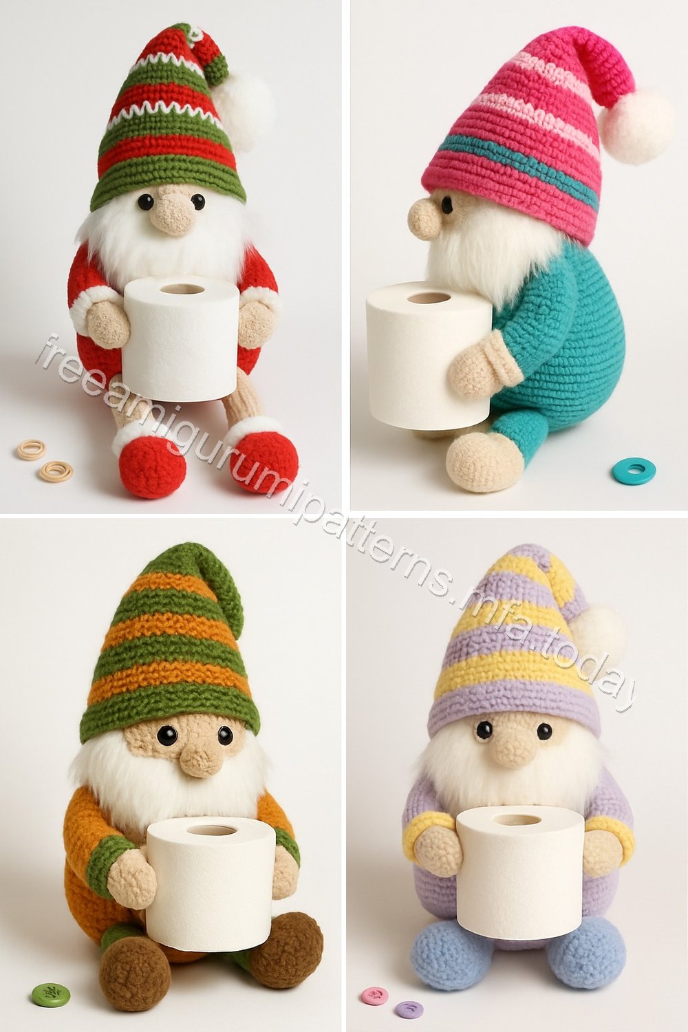 Amigurumi Christmas Toilet Paper Holding Gnome Free Pattern