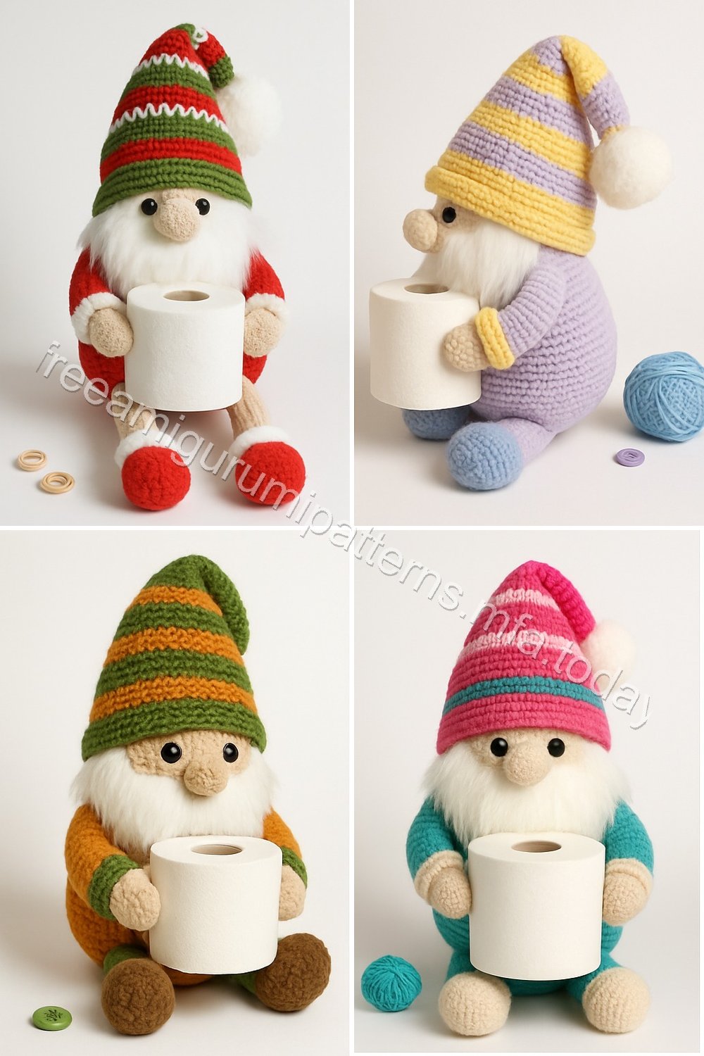 Amigurumi Christmas Toilet Paper Holding Gnome Free Pattern