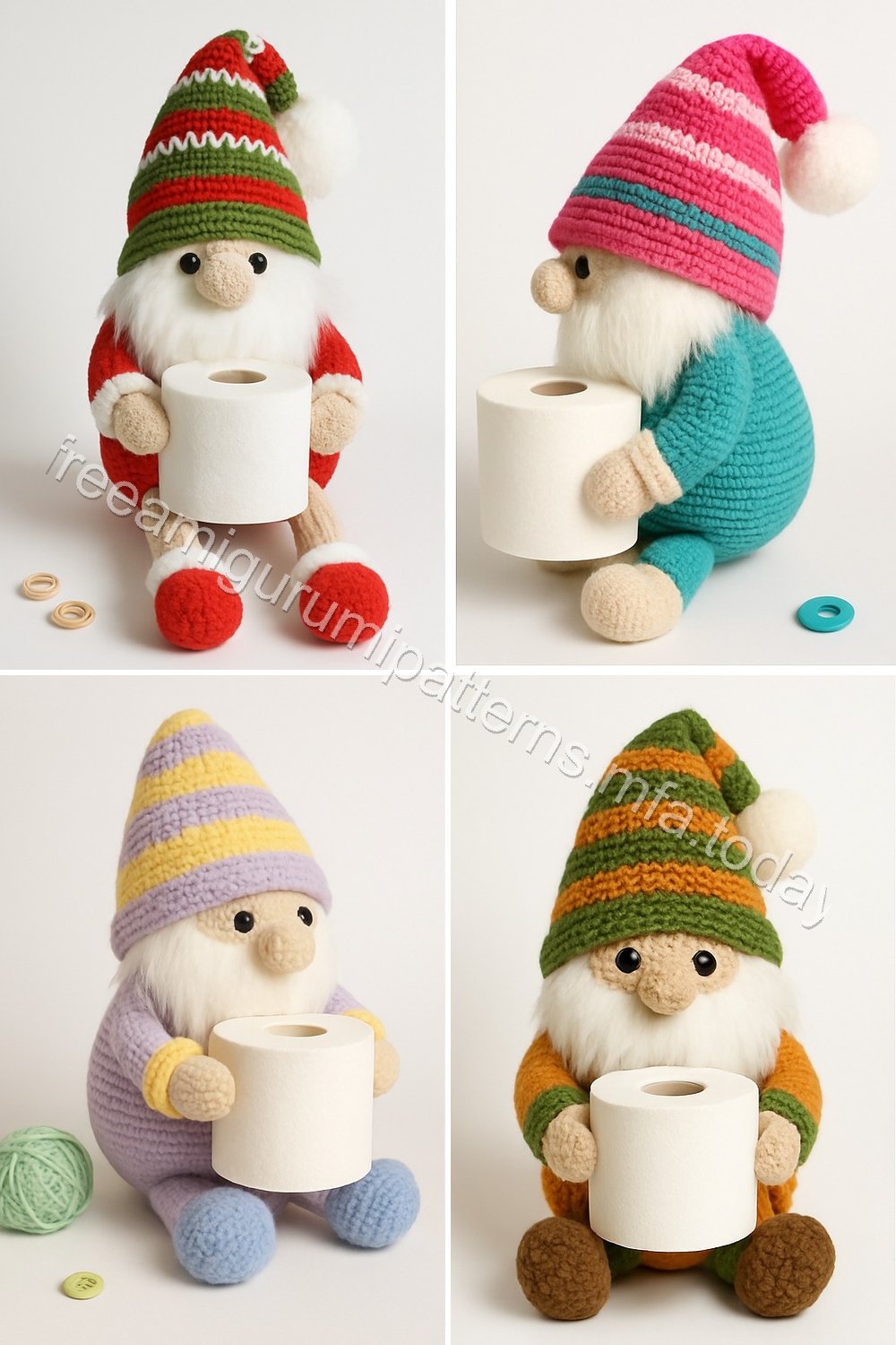Amigurumi Christmas Toilet Paper Holding Gnome Free Pattern