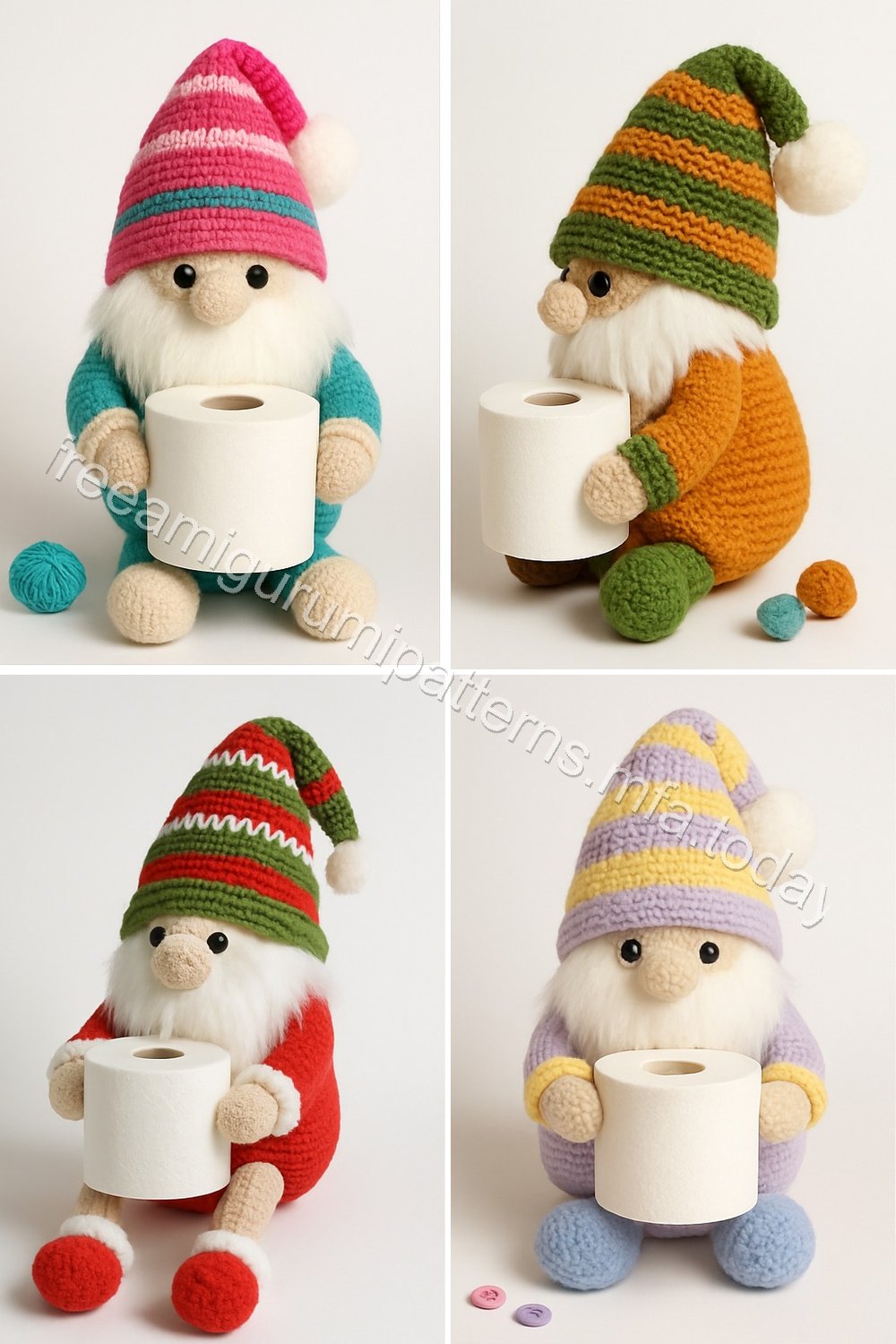 Amigurumi Christmas Toilet Paper Holding Gnome Free Pattern