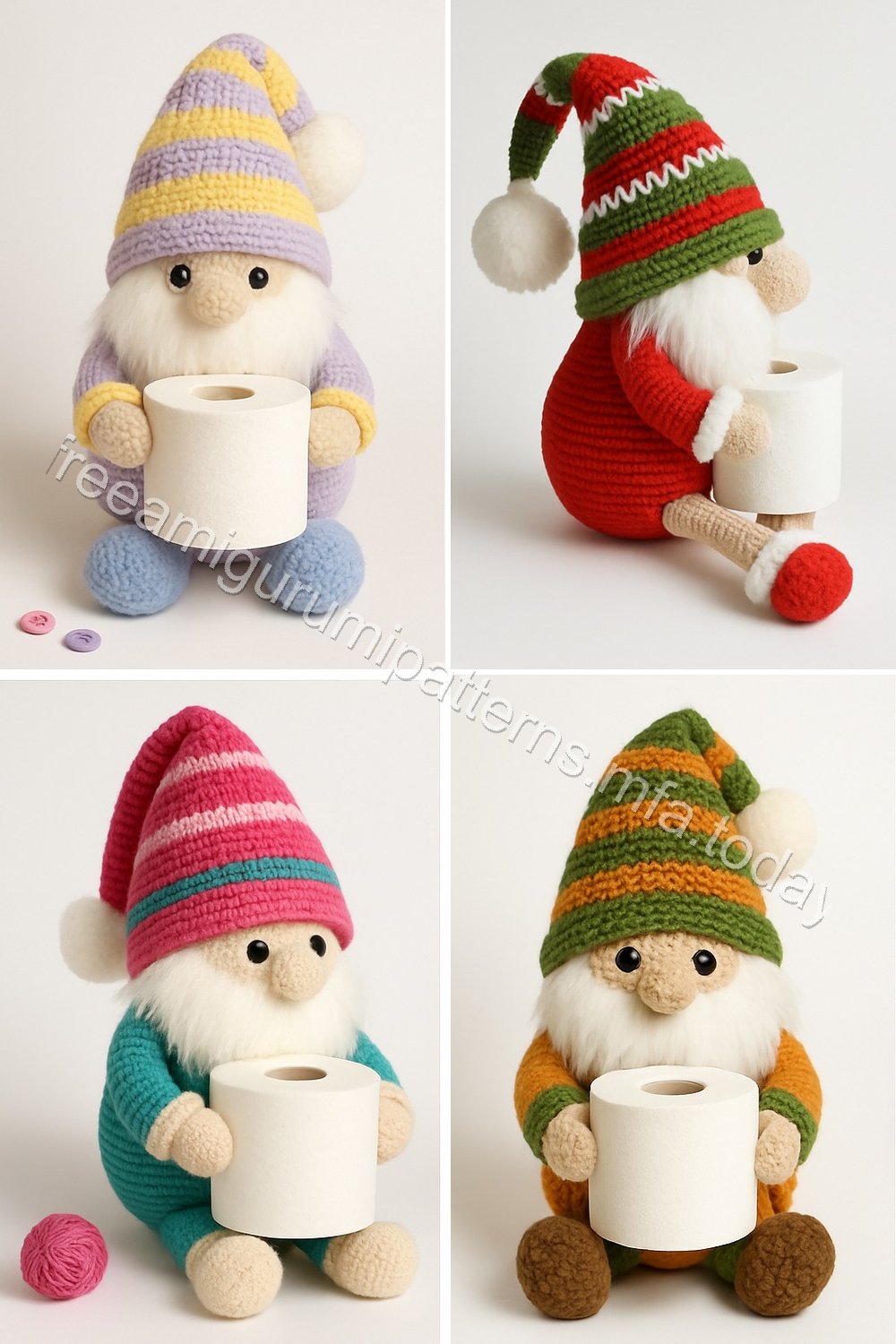Amigurumi Christmas Toilet Paper Holding Gnome Free Pattern