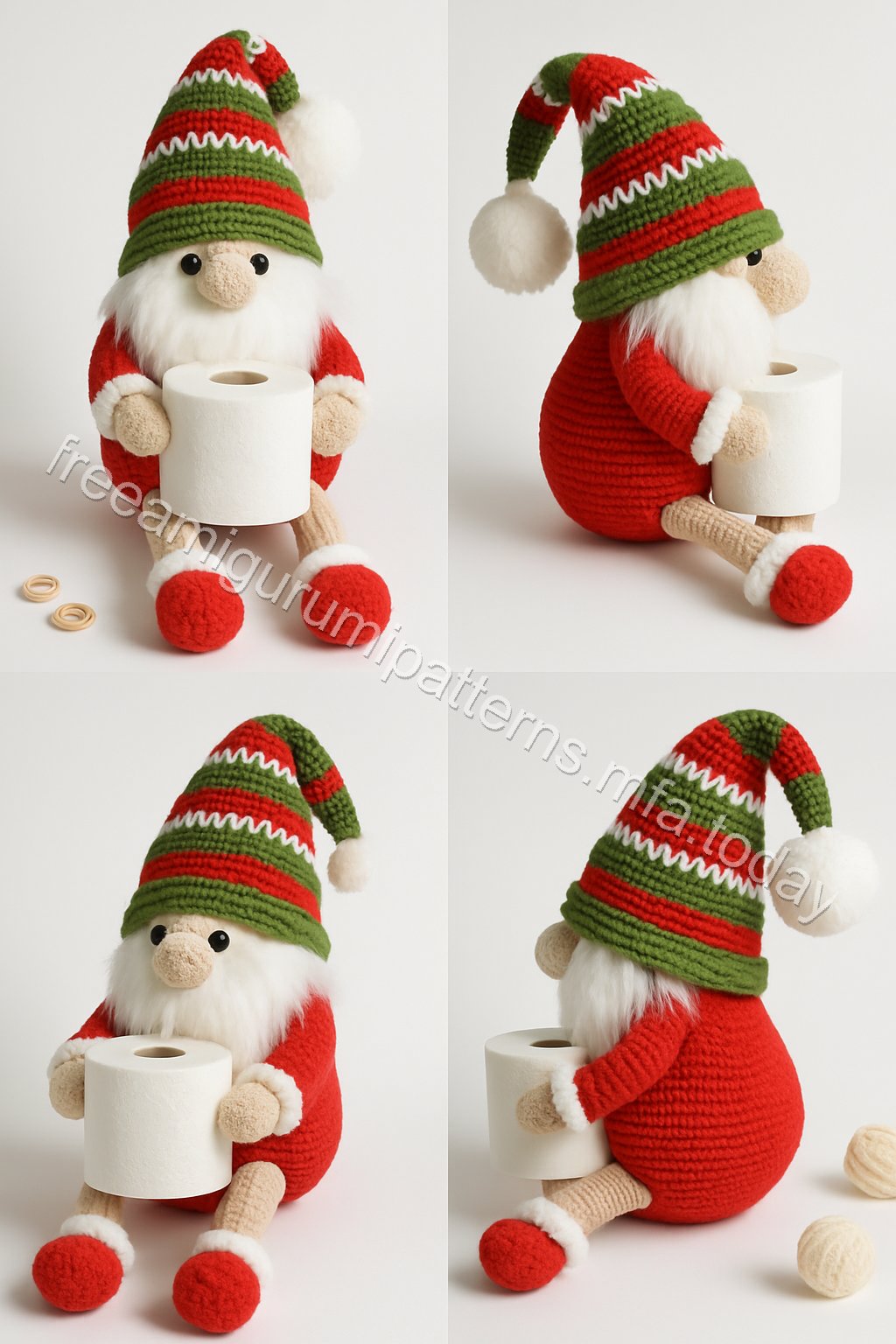 Amigurumi Christmas Toilet Paper Holding Gnome Free Pattern