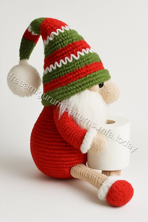 Amigurumi Christmas Toilet Paper Holding Gnome Free Pattern