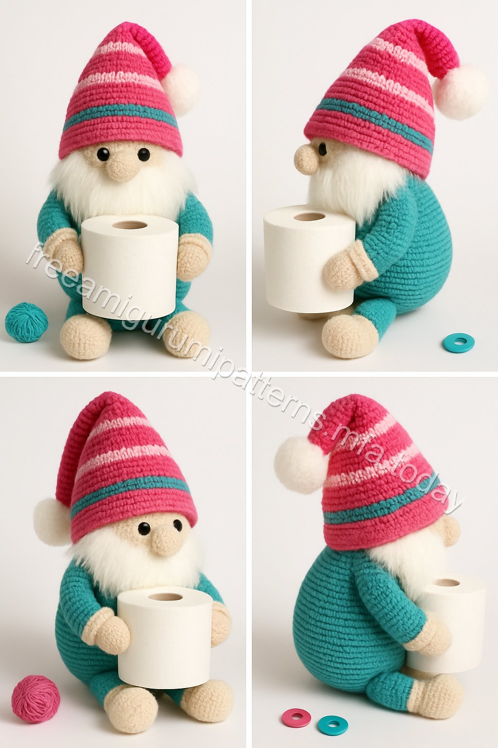 Amigurumi Christmas Toilet Paper Holding Gnome Free Pattern