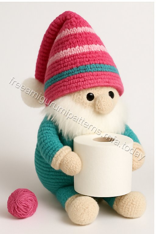 Amigurumi Christmas Toilet Paper Holding Gnome Free Pattern