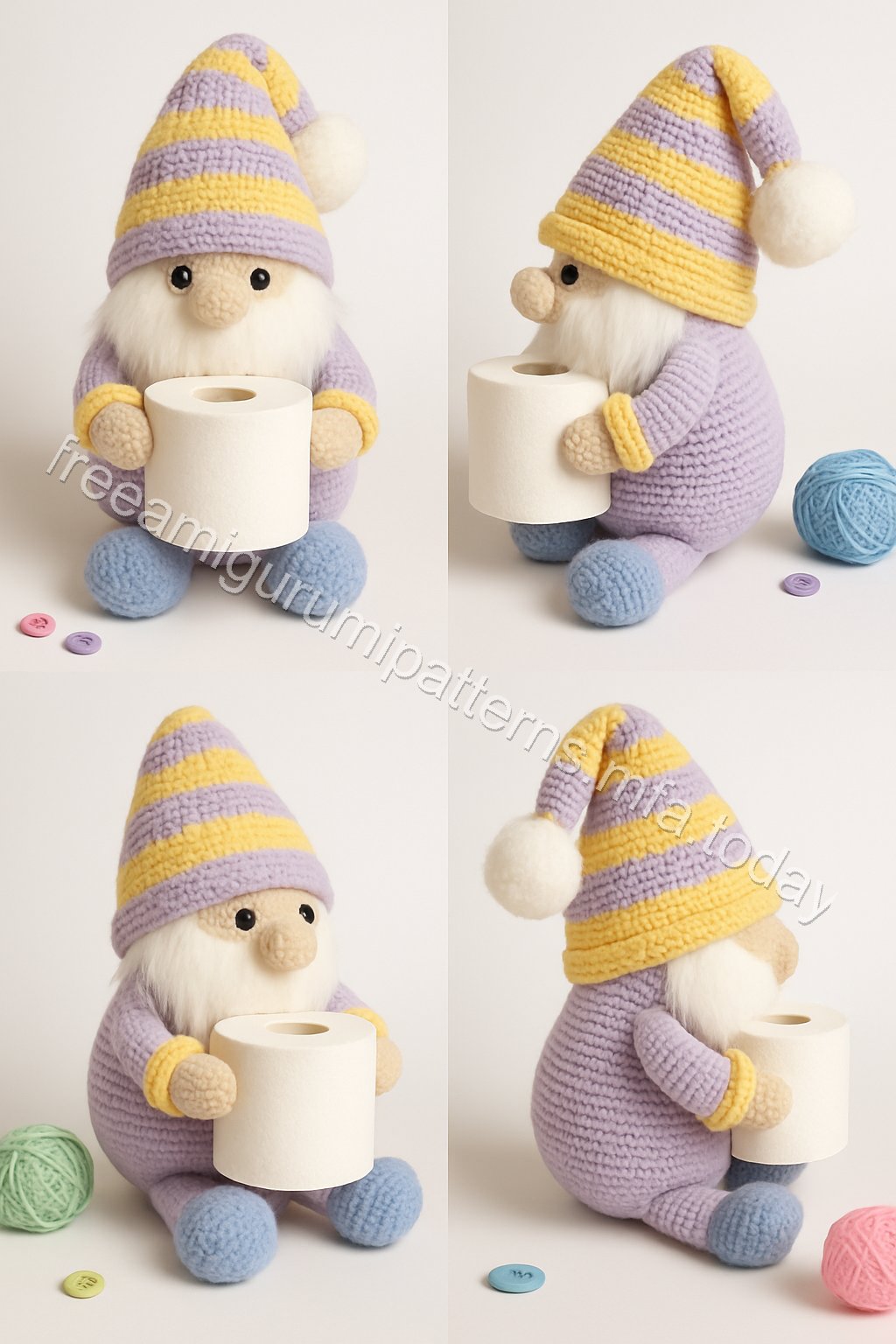 Amigurumi Christmas Toilet Paper Holding Gnome Free Pattern