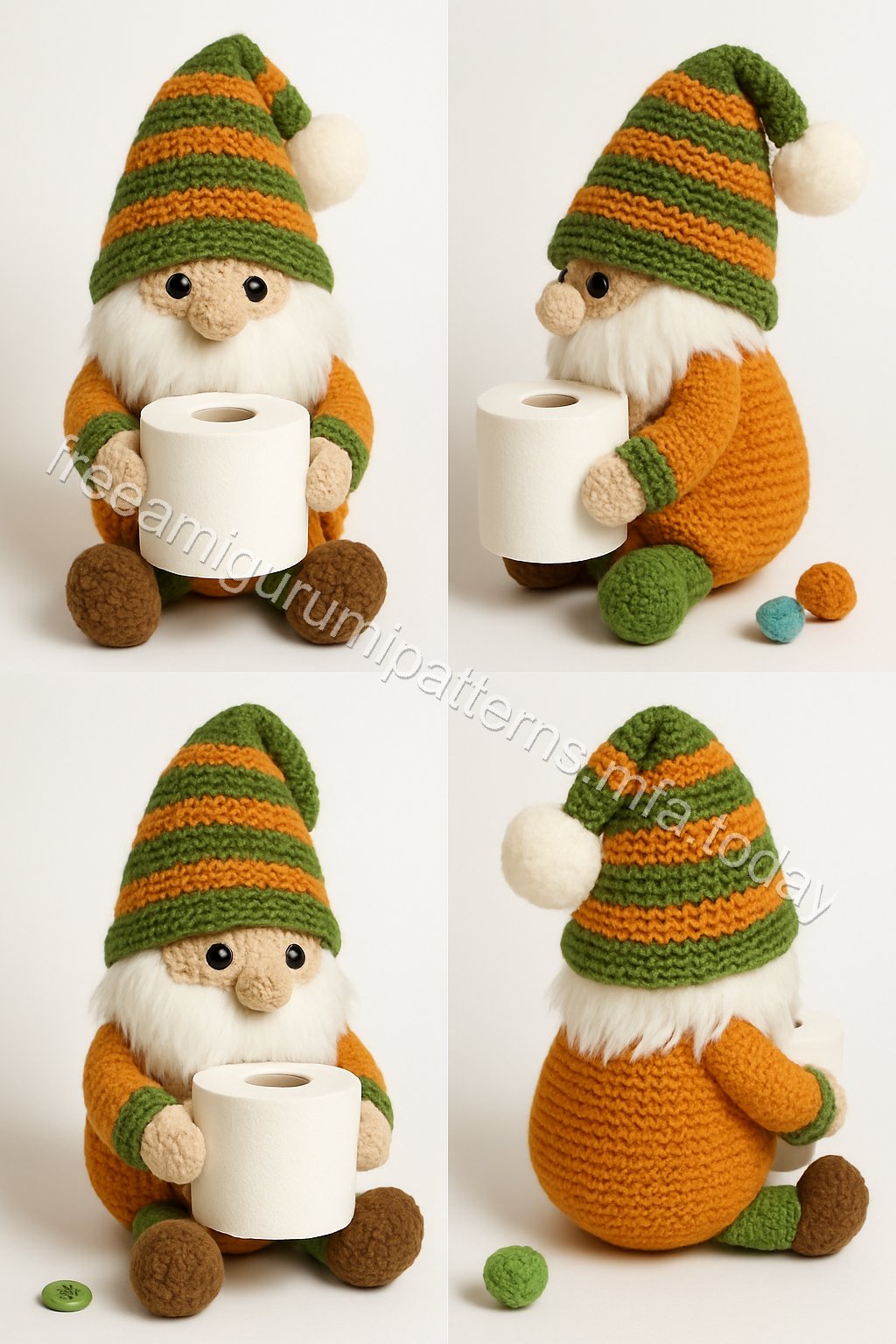Amigurumi Christmas Toilet Paper Holding Gnome Free Pattern