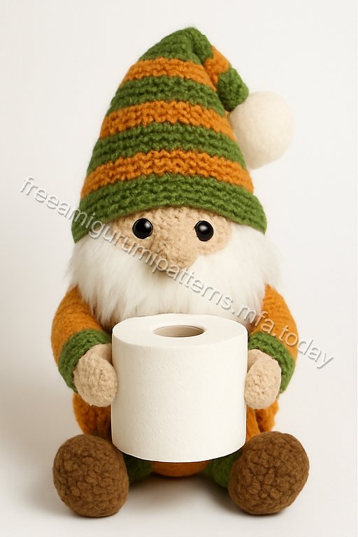 Amigurumi Christmas Toilet Paper Holding Gnome Free Pattern