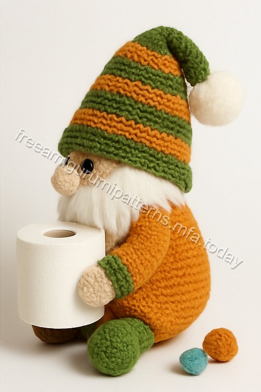 Amigurumi Christmas Toilet Paper Holding Gnome Free Pattern