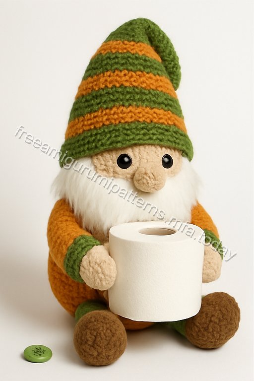 Amigurumi Christmas Toilet Paper Holding Gnome Free Pattern